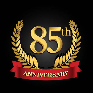 parlak halka kırmızı kurdele ile 85 altın yıldönümü logo.
