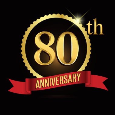 80 yıl dönümü çelenk şerit logosu, geometrik arka plan