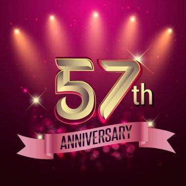 57 yıl dönümü, parti poster, afiş veya davet - parlayan öğe arka plan. Vektör çizim.