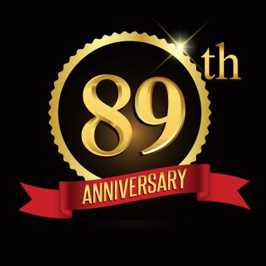 89 yıldönümü çelenk şerit logosu, geometrik arka plan