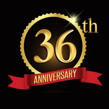 36 yıldönümü çelenk şerit logosu, geometrik arka plan