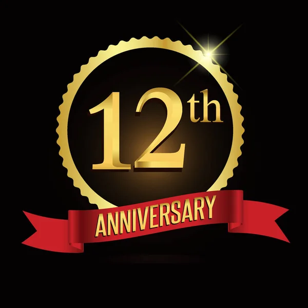 12E Verjaardag Krans Lint Logo Geometrische Achtergrond — Stockvector