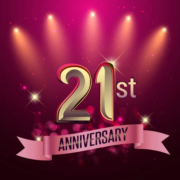 21St Anniversary Party Poster Banner Invitation Background Glowing Element Vector — Stock Vector