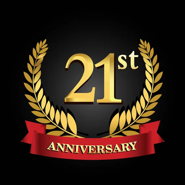 21E Gouden Jubileum Logo Met Glanzende Ring Rood Lint — Stockvector
