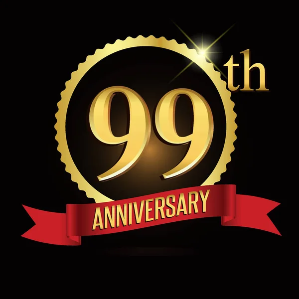 99Η Επέτειος Στεφάνι Κορδέλα Λογότυπο Γεωμετρικό Υπόβαθρο — Διανυσματικό Αρχείο