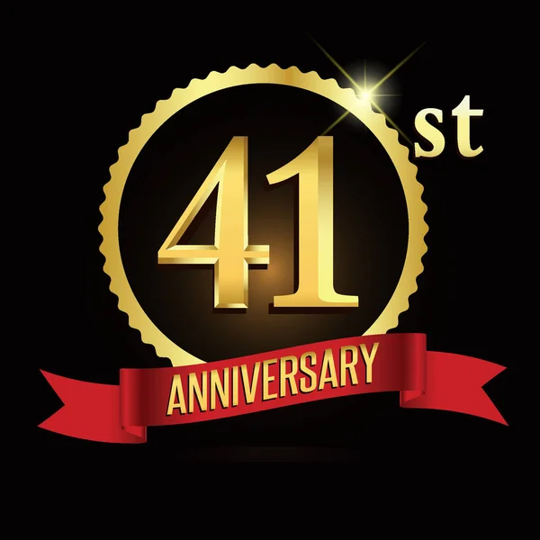 41Esimo Anniversario Corona Logo Del Nastro Sfondo Geometrico — Vettoriale Stock