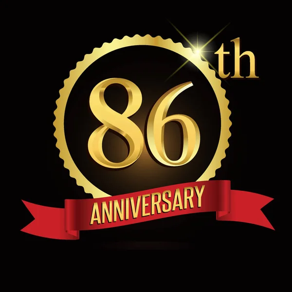 86Th Anniversary Wreath Ribbon Logo Geometric Background — Stock Vector