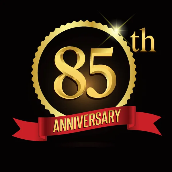 85Th Anniversary Wreath Ribbon Logo Geometric Background — Stock Vector