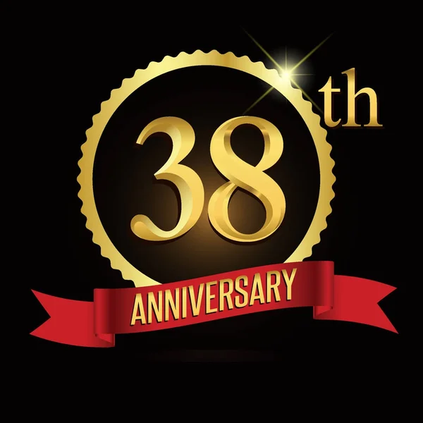 38Th Anniversary Wreath Ribbon Logo Fundo Geométrico — Vetor de Stock