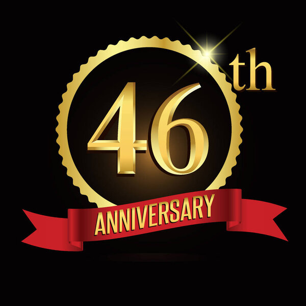 Логотип венка 46-й годовщины, геометрический фон
