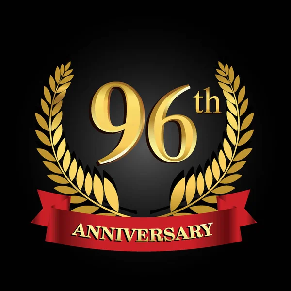 96E Anniversaire Logo Avec Bague Brillante Ruban Rouge — Image vectorielle