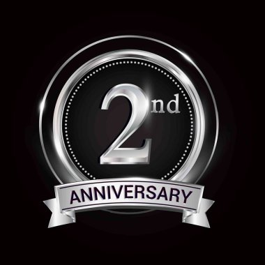 Gümüş Yüzük ve kurdele ile 2 yıl dönümü logo.
