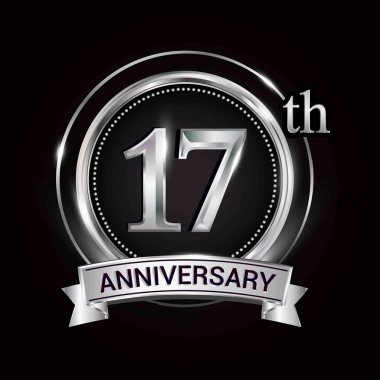 Gümüş Yüzük ve kurdele ile 17 yıldönümü logo.