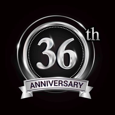 Gümüş Yüzük ve kurdele ile 36 yıldönümü logo.