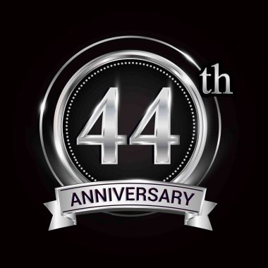 Gümüş Yüzük ve kurdele ile 44 yıl dönümü logo.