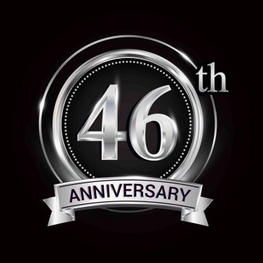 Gümüş Yüzük ve kurdele ile 46th yıldönümü logo.