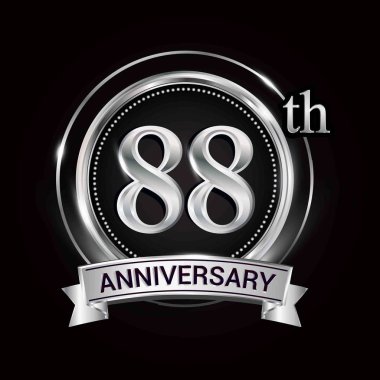 Gümüş Yüzük ve kurdele ile 88 yıldönümü logo.