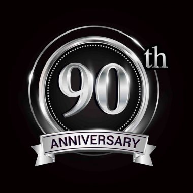 Gümüş Yüzük ve kurdele ile 90'ıncı yıldönümü logo.