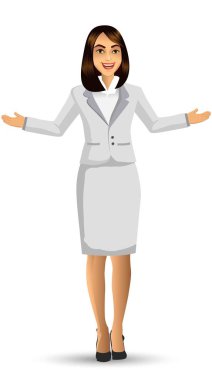 Beyaz takım, vektör çizim giyen işkadını