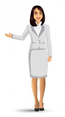 Beyaz takım, vektör çizim giyen işkadını