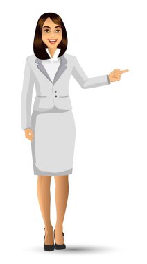 Beyaz takım, vektör çizim giyen işkadını