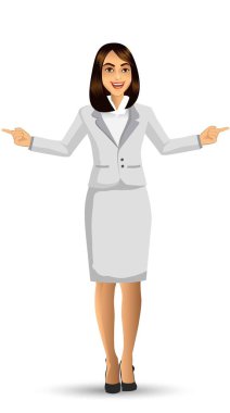 Beyaz takım, vektör çizim giyen işkadını