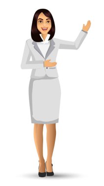 Beyaz takım, vektör çizim giyen işkadını