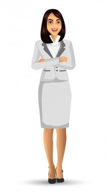 Beyaz takım, vektör çizim giyen işkadını