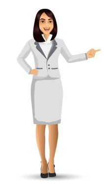 Beyaz takım, vektör çizim giyen işkadını