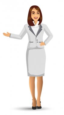 Beyaz takım, vektör çizim giyen işkadını