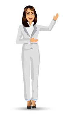 Beyaz takım, vektör çizim giyen işkadını