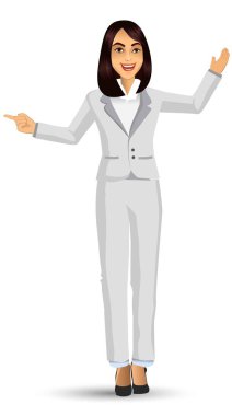 Beyaz takım, vektör çizim giyen işkadını