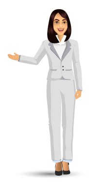 Beyaz takım, vektör çizim giyen işkadını