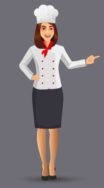 Şef kadın illüstrasyon, broşür, afiş ve web tasarım şablonu öğeleri.