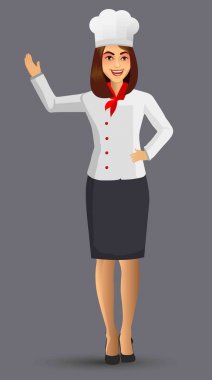 Şef kadın illüstrasyon, broşür, afiş ve web tasarım şablonu öğeleri.