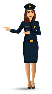 Polis kadın karakter tasarımı vektör çizim Isolated beyaz arka plan üzerinde.