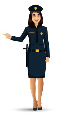 Polis kadın karakter tasarımı vektör çizim Isolated beyaz arka plan üzerinde.