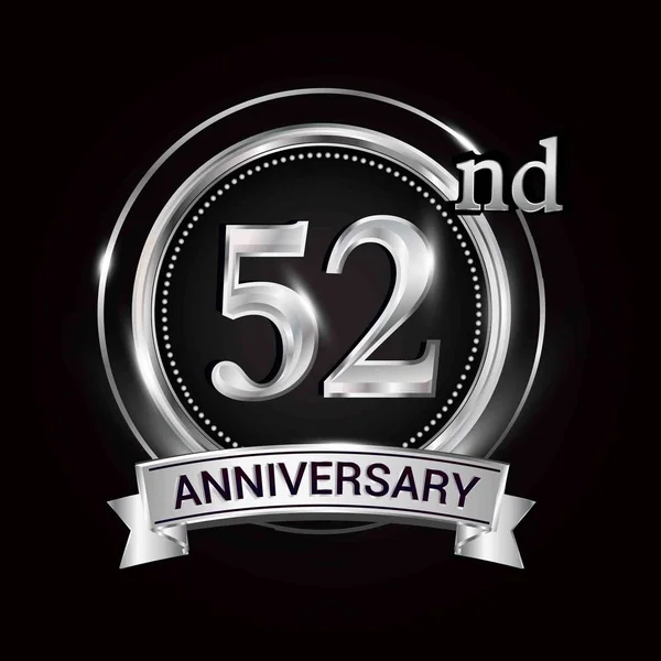 Årsdagen Logotyp Med Silverring Och Band — Stock vektor