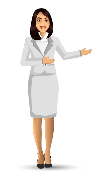 Mujer Negocios Con Traje Blanco Ilustración Vectorial — Vector de stock