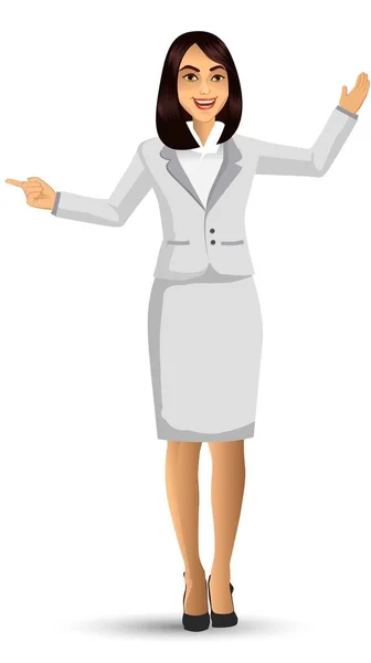 Mujer Negocios Con Traje Blanco Ilustración Vectorial — Vector de stock