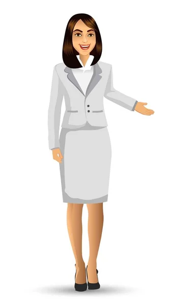 Mujer Negocios Con Traje Blanco Ilustración Vectorial — Vector de stock