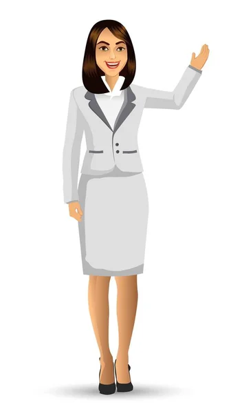 Mujer Negocios Con Traje Blanco Ilustración Vectorial — Vector de stock