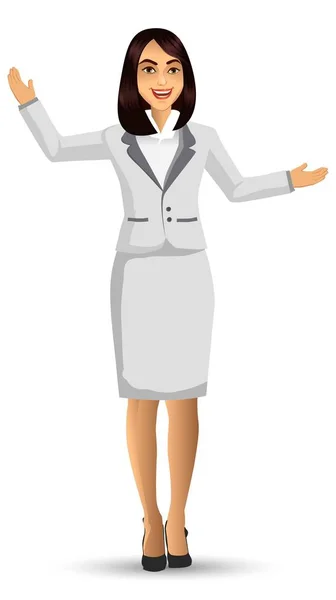 Mujer Negocios Con Traje Blanco Ilustración Vectorial — Vector de stock