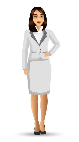 Mujer Negocios Con Traje Blanco Ilustración Vectorial — Vector de stock