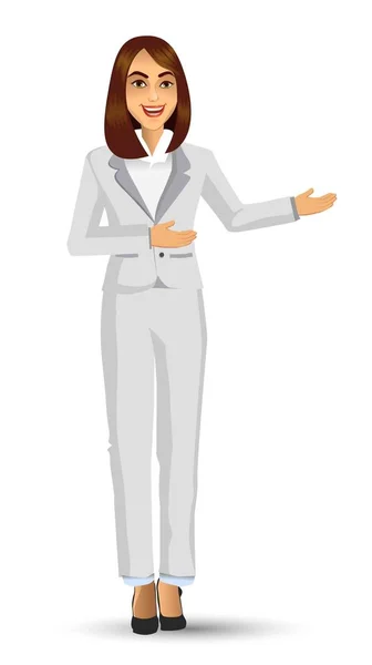 Mujer Negocios Con Traje Blanco Ilustración Vectorial — Vector de stock