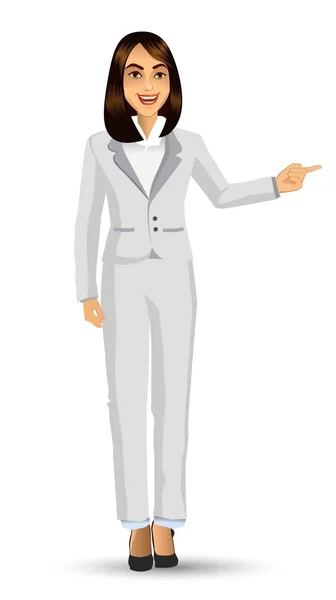 Mujer Negocios Con Traje Blanco Ilustración Vectorial — Vector de stock