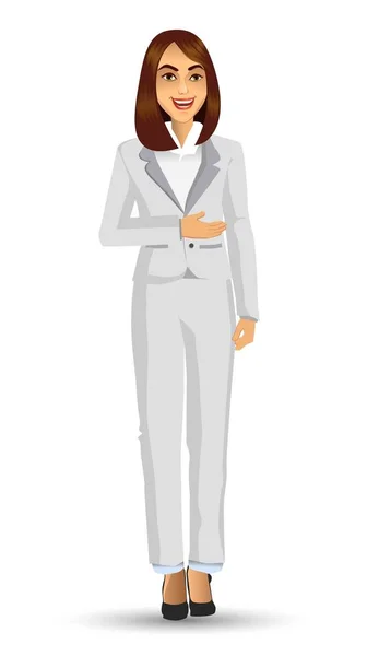 女实业家穿白色西装 矢量插图 — 图库矢量图片