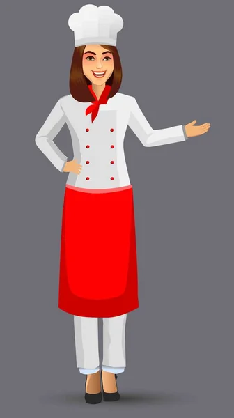 Ilustração Mulher Chef Elementos Modelo Design Para Sua Brochura Banner — Vetor de Stock