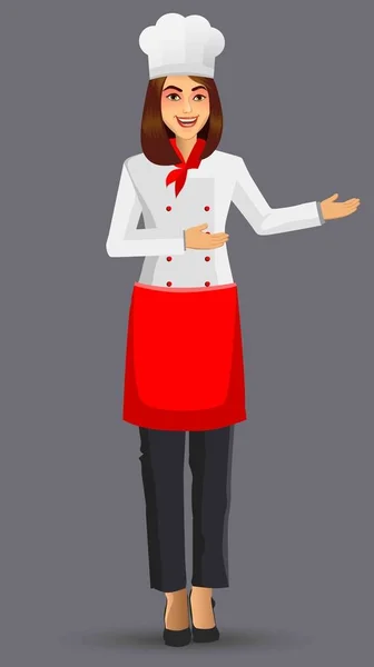 Ilustração Mulher Chef Elementos Modelo Design Para Sua Brochura Banner — Vetor de Stock