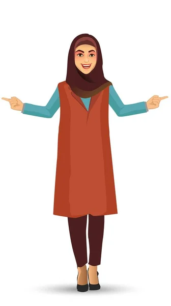 Junge Schöne Frau Trägt Hijab Vektor Illustration Isoliert Auf Weißem — Stockvektor